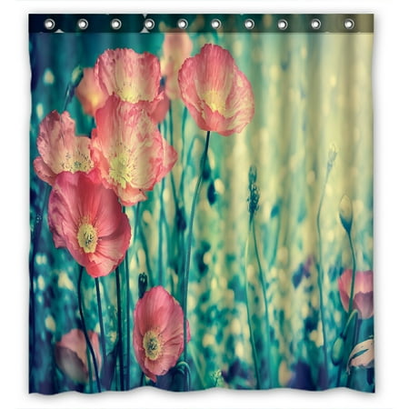 Phfzk Red Poppy Flower Shower Curtain Romantic Fl Pattern Phfzk Red Poppy Flower Shower Curtain Romantic Fl Pattern Sunset Sky Polyester Fabric Bathroom 66x72 Inches Com