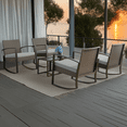 thumbnail image 2 of Patio Furniture Set on Sale, Jolifa 3-Piece Outdoor Bistro Balcony Chairs Set with Rocking Chairs and Tempered Glass Table for Porch & Backyard, Gray Cushion(Included), 2 of 6