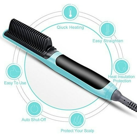 Green Color Hair Straightener Brush Ptc Faster Heating