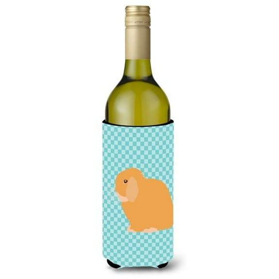 Holland Lop Rabbit Blue Check Wine Bottle Beverge Insulator Hugger
