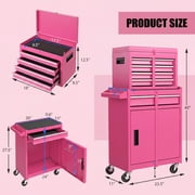 ELLEGNT 2-in-1 Rolling Tool Chest with 5 Drawers, Garage Cabinet and Workstation Combo on Wheels