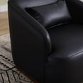 thumbnail image 3 of BISHE Swivel Accent Chair,Comfy Boucle Barrel Chair, 360 Degree Swivel Club Chair, Leisure Reading Arm Chair for Living Room, Nursery Bedroom (PU Black), 3 of 8