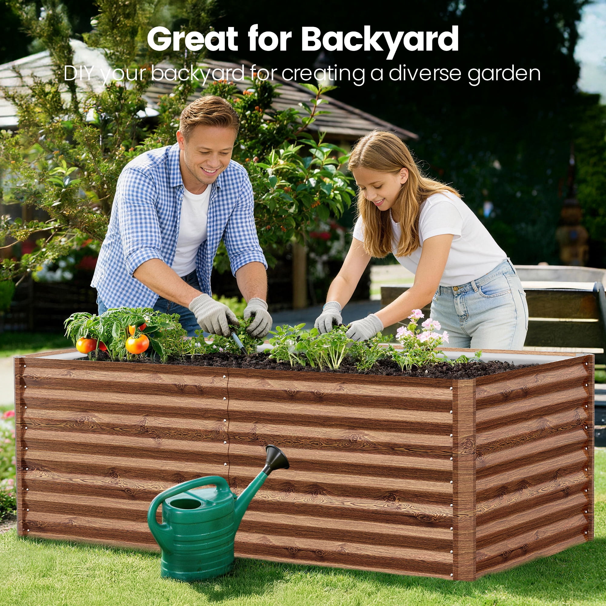 GVDV Raised Garden Bed 6x3x2ft Outdoor, Metal Raised Bed Kit for Backyard, Deep Root Planter Box for Gardening Vegetables, Fruits, Flowers, Rust-Proof, Easy Assembly
