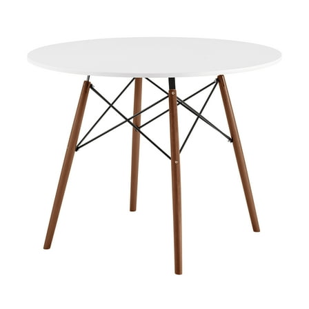 Mainstays 39inch Round Wood Dining Table, White and Brown Color for Indoor