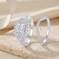 thumbnail image 5 of SFTING Wedding Ring Set for Women 925 Sterling Silver Bridal Ring Sets Princess Pear Cut Halo Engagement Rings Gift for Her Size 9, 5 of 6