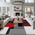 thumbnail image 4 of Red Black Grey Geometric Large Area Rugs for Bedroom Living Room, Soft Non Slip Carpet Bedside Rug, Abstract Modern Irregular Rectangular Floor Cover Kitchen Accent Rug 5'x7' for Dining Room/Office, 4 of 9