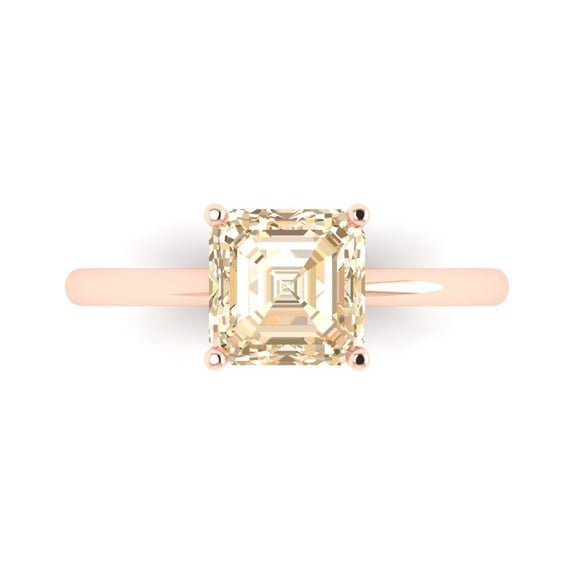 Solitaire Engagement Ring for Women - 2ct Natural Morganite in 14K Rose Gold Promise Ring