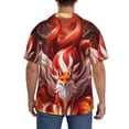 thumbnail image 3 of Lsque Red Leaf Flame Fox print Men's Cuban Collar Short Sleeve Shirt Summer Beachwear Casual Button Down Fashionable Vacation Leisure Shirt-XX-Large, 3 of 7