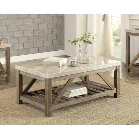 Wood & Marble Rectangular Table / Industrial Design / For Living Room Use