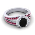 thumbnail image 3 of 2.35 Carat Oval Cut Black Onyx & Red Ruby Gemstone Shiny Engagement Ring for Ladies Solid 14K White Gold Size 4.5 by Diamond-Capitals, 3 of 8