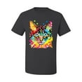 thumbnail image 2 of Wild Bobby Dean Russo Colorful Blue Eyes Cat Cat Lover Men Graphic Tee, Charcoal, XX-Large, 2 of 5