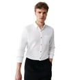 thumbnail image 4 of Avva Men's 100% Cotton, Regular Fit, Long Sleeve, Button Collar, Pocket Waffle, Dobby Shirt, Small, White, 4 of 8