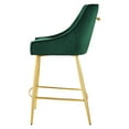 thumbnail image 6 of Counter Stool Chair, Green, Velvet, Modern Contemporary, Mid Century Bar Pub Cafe Bistro Hotel Lounge Dining Kitchen, 6 of 8