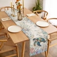 thumbnail image 3 of Blue Sea Turtle Coastal Table Runner - 60 Inch Long, Kitchen Dining Table Runner Dresser Scarves, Vintage Summer Beach Coral Ocean Farmhouse Decor for Coffee Tables Wedding Party Banquet, 3 of 8