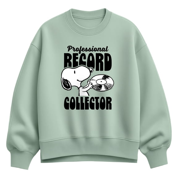 Peanuts - Snoopy Pro Record Collector - Women's Oversized Fleece Crew Sweatshirt