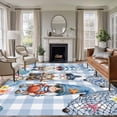thumbnail image 2 of Ocean Gnome Large Area Rugs 8x10 ft Nautical Shell Sea Star Flag Flower Blue Plaid Washable Rug Non Slip Indoor Carpet Absorbent Floor Mat for Living Room Bedroom Dining Room, 2 of 9