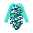 thumbnail image 2 of URMAGIC URMAIC Toddler Little Girls Long Sleeve Rash Guard Zip Up One Piece Floral Swimsuit, 2 of 3
