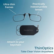 Always With You by ThinOptics Keychain Reading Glasses - Slim, Folding Armless Pocket Readers with Protective Keychain Case - Lightweight, Durable & Convenient - Black , Blue 1.0x