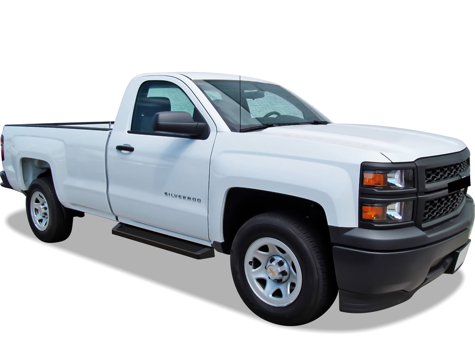APS Black Running Boards Style Compatible with Chevy Silverado GMC Sierra 2007-2018 Regular Cab & 2500 3500 HD 2019 (Exclude 07 Classic)(Include 19 1500 LD) (Nerf Bars Side Steps Side Bars)