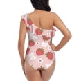 thumbnail image 5 of Pofeuu Floral Strawberr Print Women's One Piece Swimsuits One Shoulder Swimwear Asymmetric Ruffle Monokinis Bathing Suits-X-Large, 5 of 6