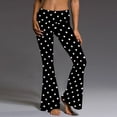 thumbnail image 5 of KDFJPTH Women's Polka Dot Print Flare Pants High Waist Black and White Bell Bottom Trousers Black XL, 5 of 8