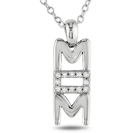 Diamond Accent MOM Fashion Pendant in Sterling Silver, 18