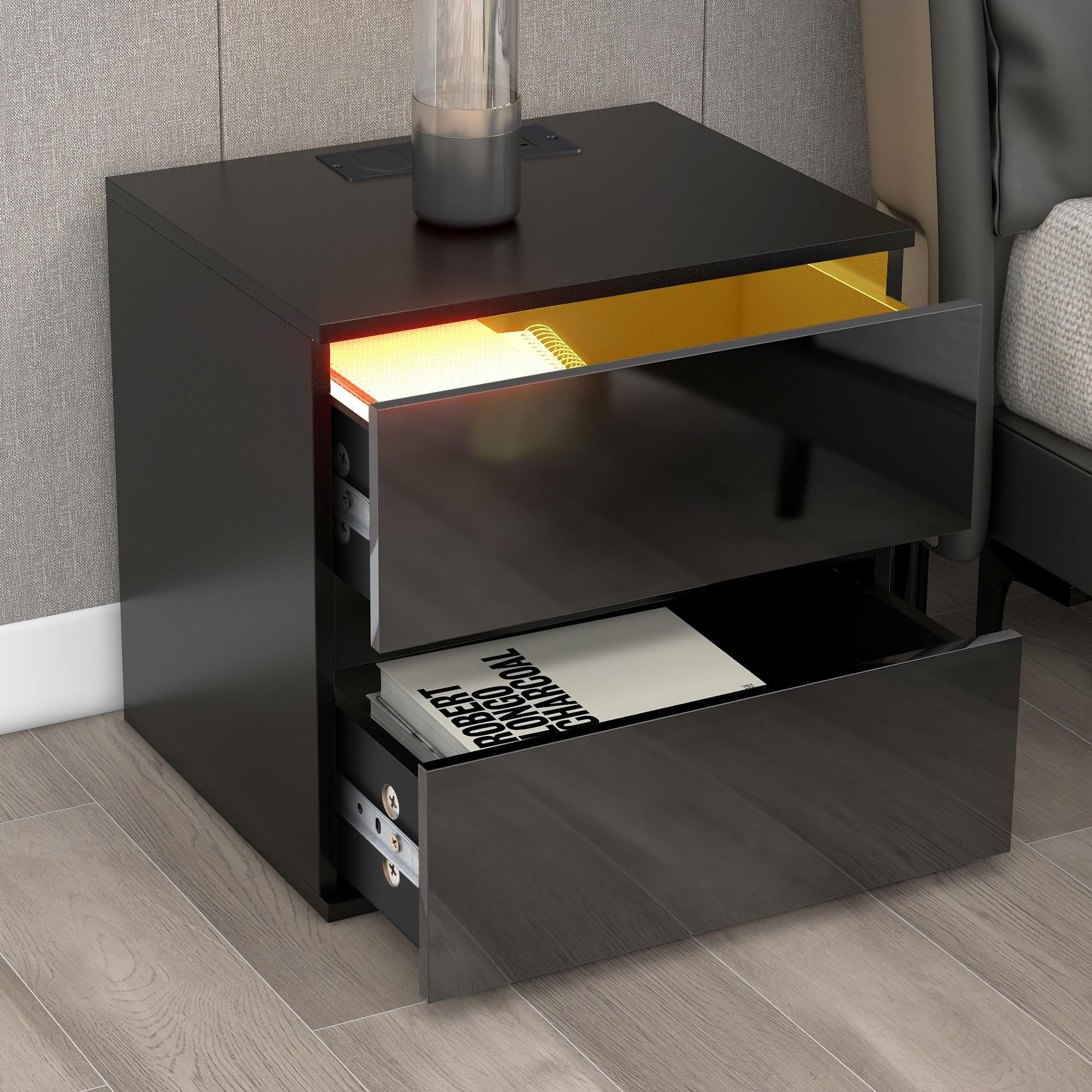 UBesGoo Nightstand with USB Charging Ports and Wireless Charging, Night