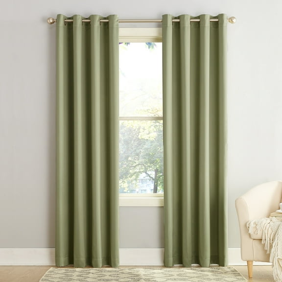 Sun Zero Madison 1-Piece Room Darkening Grommet Curtain Panel, 54"X84", Sage Green