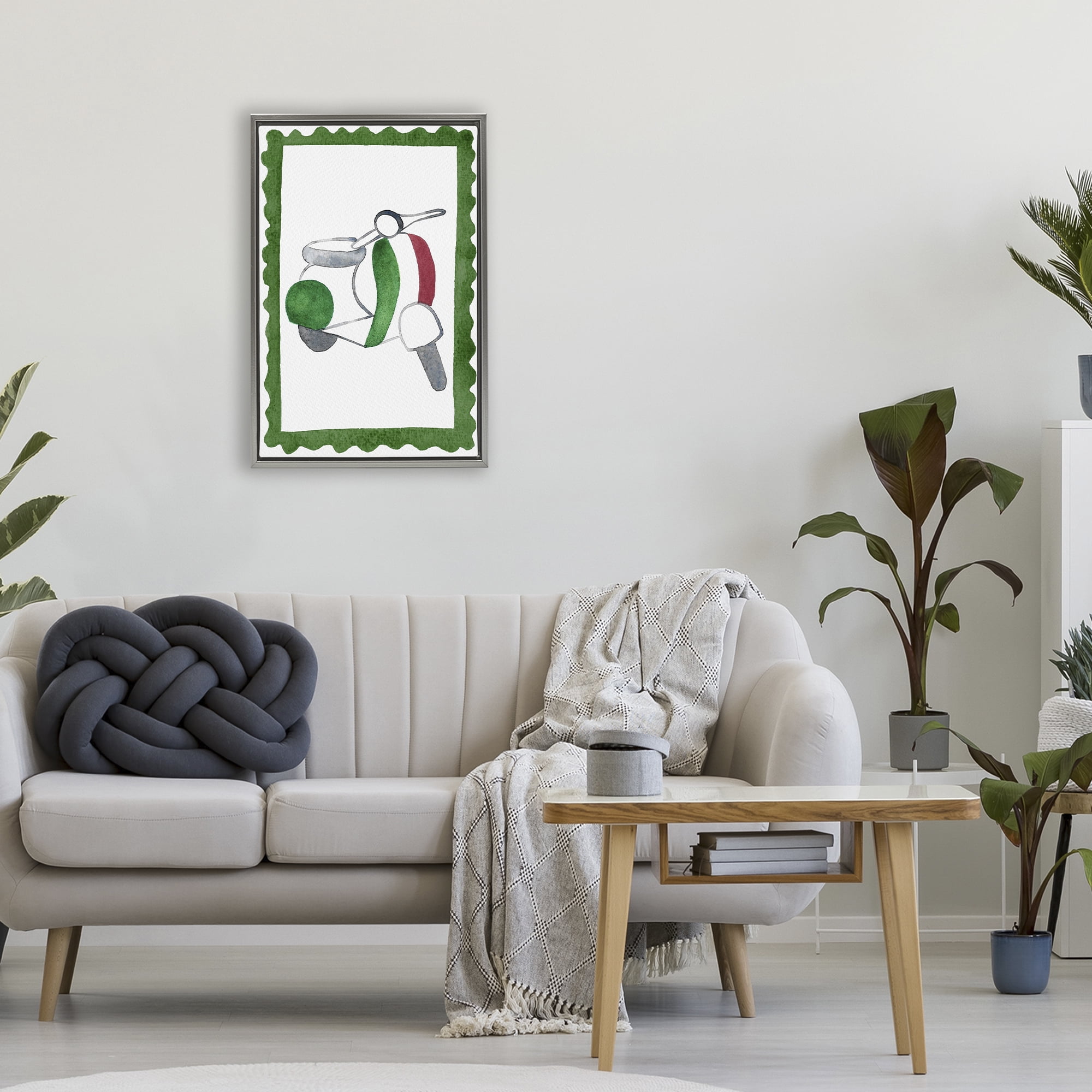 Stupell Industries Italian Motor Scooter Gray Framed Floater Canvas Wall Art, design by Camila Juncos