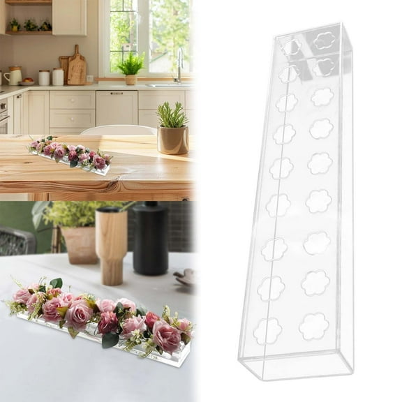 Desktop ornament,Rectangular Clear Acrylic Flower Vase Decorative Long Rectangle Rectangular Floral Centerpiece Household Decoration Wedding Decoration