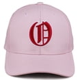 thumbnail image 2 of Daxton Premium Mid Profile Hat Semi Curved Visor Pink Cap White Red Gothic Embroidered, Letter O, 2 of 3