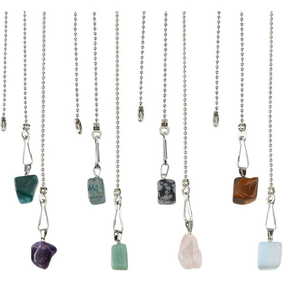 8Pcs Natural Gemstone Ceiling Fan Pull Chains Extension 17 Inch Decorative Fan Pull Chain Extenders Light Pull String Extension Ball Chain Extender Ornament for Fan Wall Lamp Home Decor diy