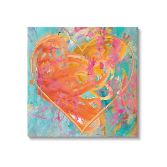 Stupell Industries Street Style Graffiti Heart Shape Bold Paint Splatter Painting Gallery Wrapped Canvas Print Wall Art, Design by Porter Hastings