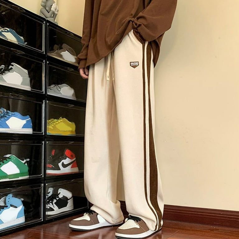 Mens Baggy Striped Sweatpants Straight Leg Pants Streetwear Mens Baggy Striped Sweatpants Straight Leg Pants Streetwear