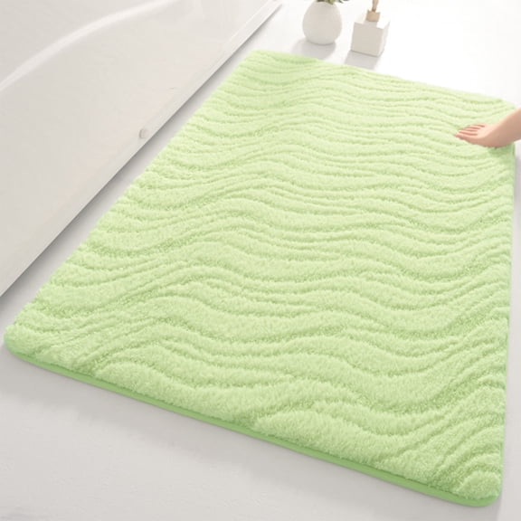 Extra Thick Microfiber Striped Door Mat | Non-Slip Water-Absorbent Bathroom & Kitchen Entry Rug | 16x24 in Modern Floor Mat | Soft Polyester, Durable Rubber Back | Fast-Drying, Gray Pink Beige Green