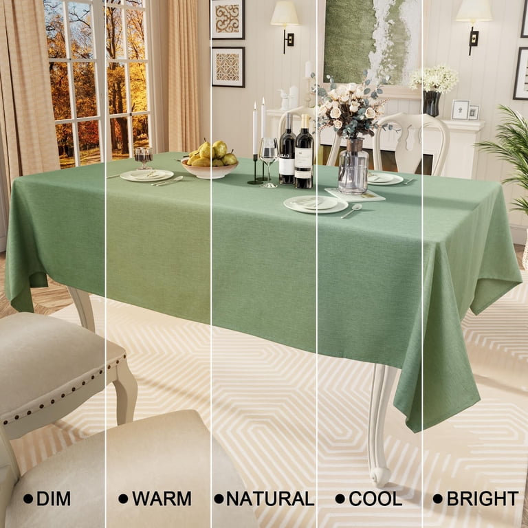decorUhome Linen Tablecloth, Stain Resistant, 52x70, Sage photo 4