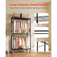 thumbnail image 2 of KFFKFF Rolling Clothes Rack, Heavy Duty Clothing Garment Rack, 3 Adjustable Tiers Clothing Racks with Carbon Steel, 450 lbs Load Capacity Closet Wardrobe, 2 of 8