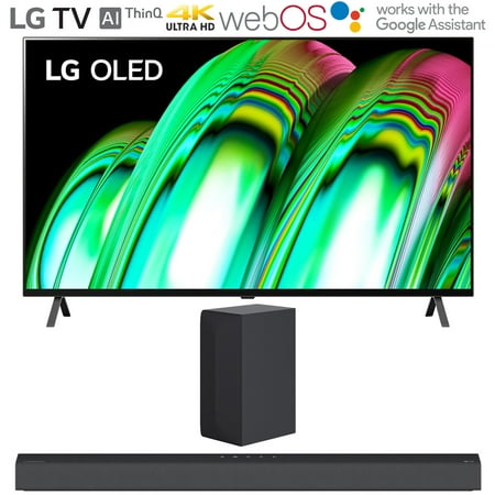 LG OLED55A2PUA 55 Inch A2 Series 4K HDR Smart TV with AI ThinQ 2022 Bundle with LG S65Q 3.1 Ch High Res Audio Sound Bar with DTS Virtual: X