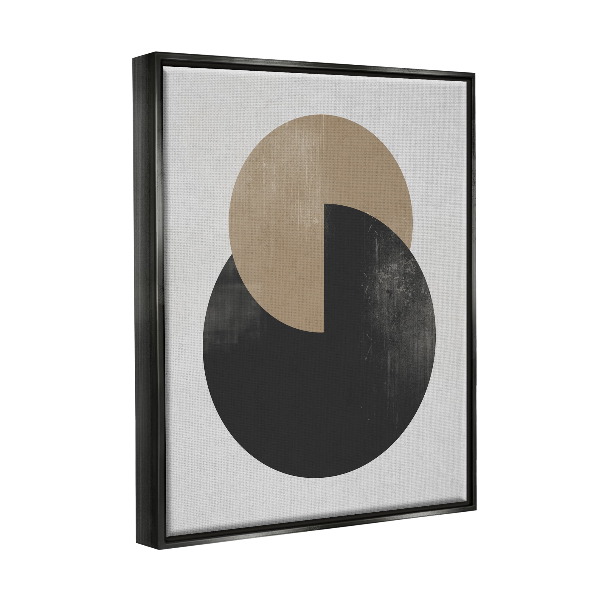 Stupell Industries Neutral Circles Overlapping Abstract Painting Black Floater Framed Canvas Art Print Wall Art, 25 x 31