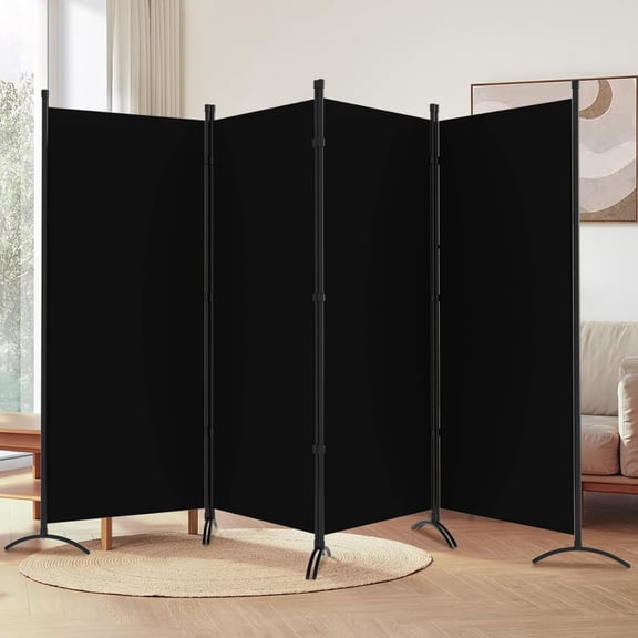 6 Foot Tall 4 Panel Folding Room Divider Screen Black