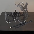 thumbnail image 3 of Máscara de máscaras de máscara de vestuario de metal elegante para el carnaval show fantasía cosplay Negro, 3 of 8
