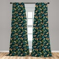 thumbnail image 5 of Ambesonne Flowers Curtains, Butterflies and Flowers, Pair of 28"x95", Yellow and Petrol Blue, 5 of 5