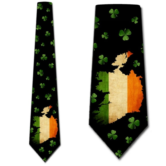 Ireland Flag Ties and Shamrocks Necktie Mens Tie by Three Rooker