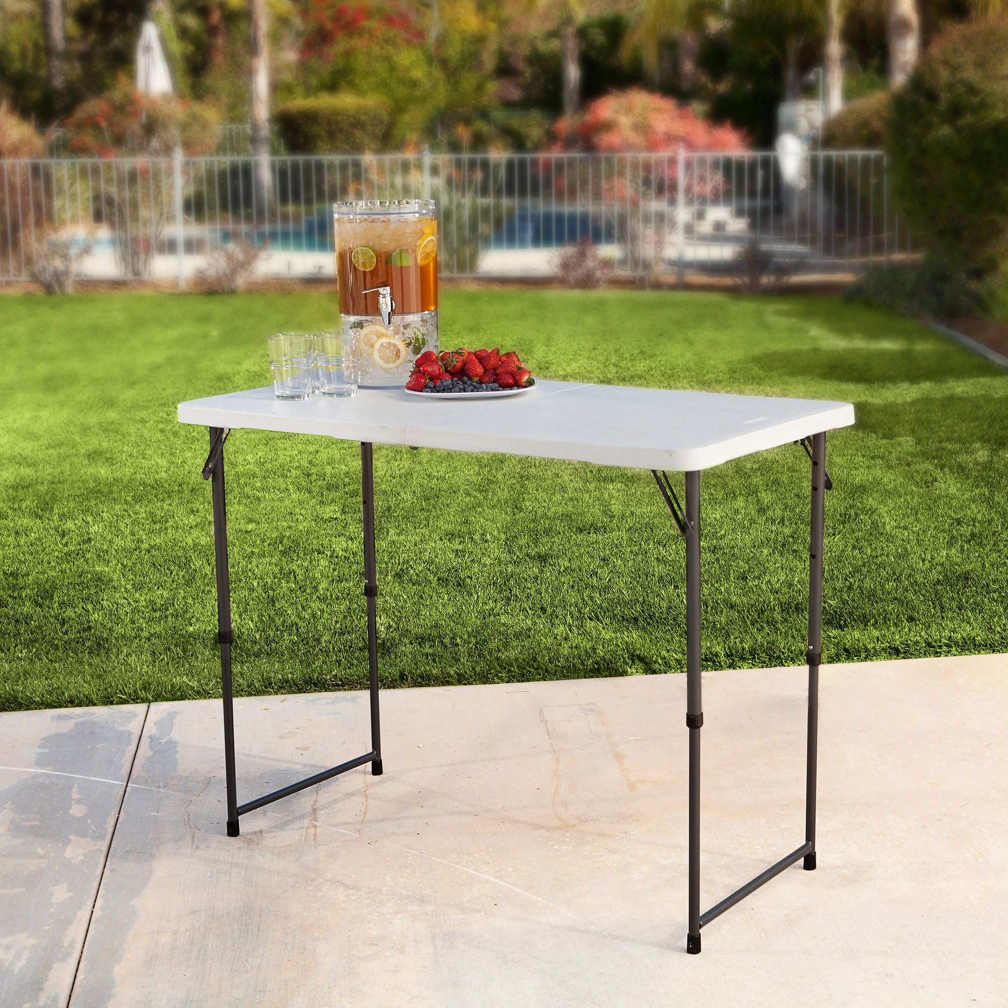 Lifetime 4-Foot Height-Adjustable Fold-In-Half Table, White photo 2