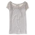 thumbnail image 1 of Camiseta adornada Aeropostale Camiseta con adornos de encaje Gris Pequeña, 1 of 2