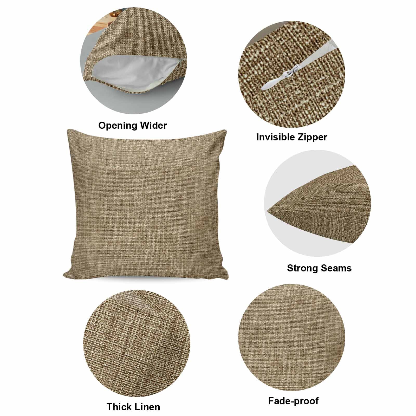 Brown Pillow Covers 24x24 Inch, Farmhouse Burlap Solid Beige Color Modern Linen Texture Linen Pillowcase with Invisible Zipper, Decorative Throw Pillow Covers Cushion Case for Couch Sofa Bed