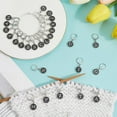 thumbnail image 3 of 1 Box 26Pcs Crochet Marker Charms Enamel Stitch Markers Bulk Silver Letter Black Metal A Z Alphabet Clasp Locking Knitting Charms, 3 of 6