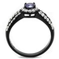 thumbnail image 2 of Two-Tone IP Black (Ion Plating) Stainless Steel Ring with AAA Grade CZ in Tanzanite for Women Tanzanite Stone Color Style TK2653 Size 7, 2 of 3
