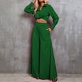 thumbnail image 5 of YHAJDS Two Piece Set for Women,Womens Pants Suit Solid Color Long Sleeve Lapel Knit Sweater Top with Pants Ladies Warm Fall Winter Fashion Casual Suit, 5 of 5