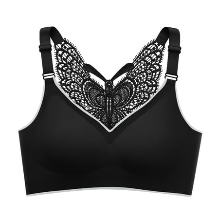 Womens Bra Comfortable Summer Ice Silk Large Butterfly Back Large Chest Show Small No Steel Ring Bra